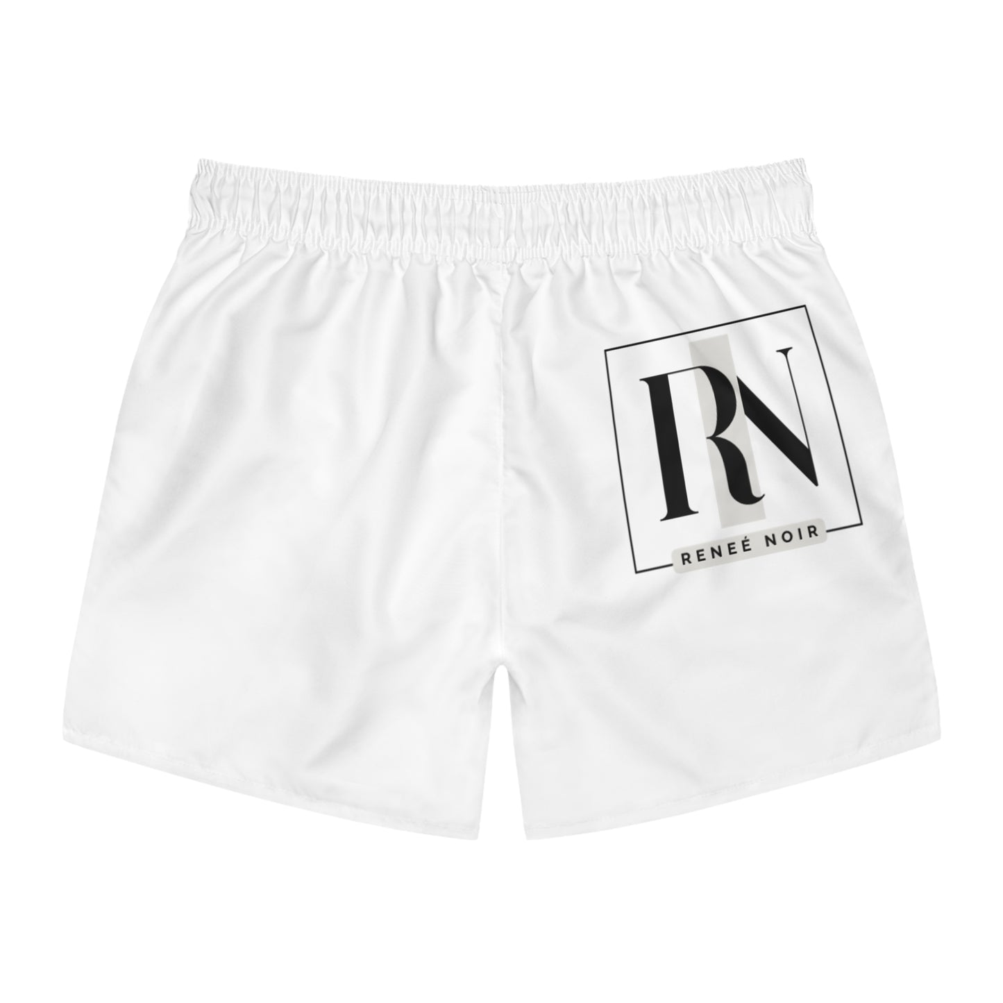 Renee Noir Original- Swim Trunks — Men's White AOP Beach Shorts
