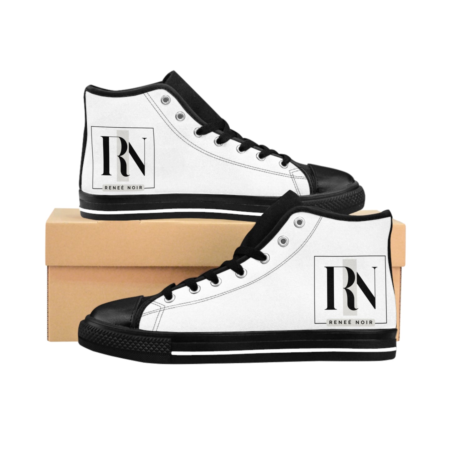 Classic High-Top Sneakers-UNISEX— Minimal Black & White-Renee Noir Original