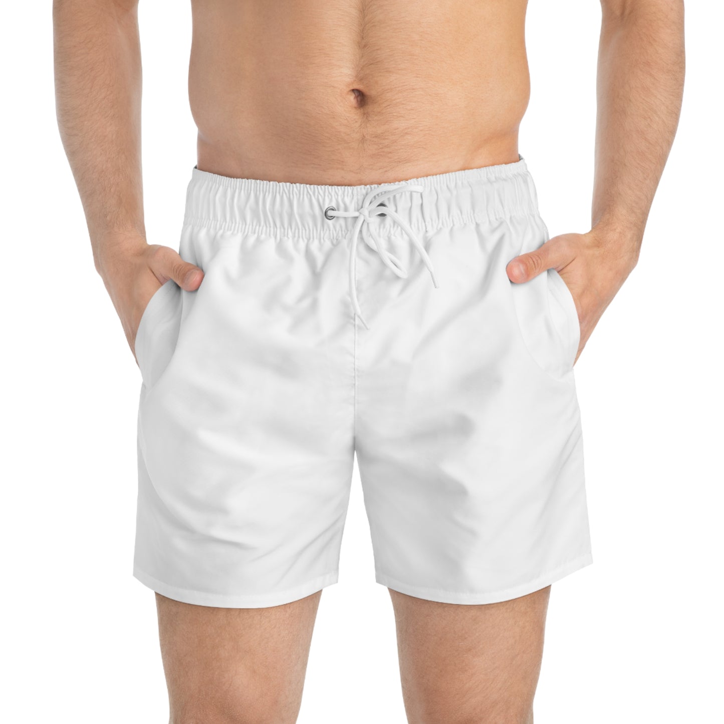 Renee Noir Original- Swim Trunks — Men's White AOP Beach Shorts