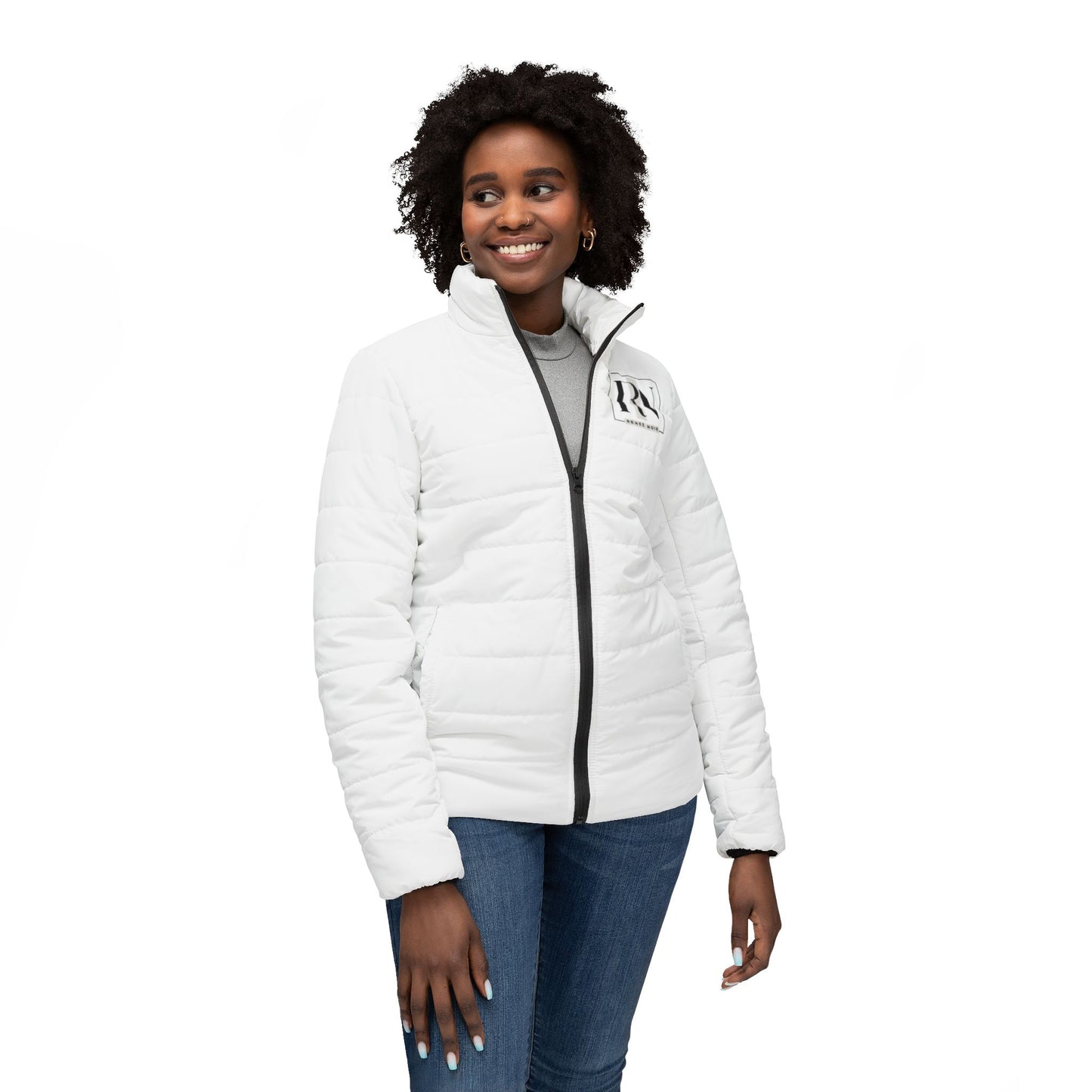 Renee Noir Original Women’s White Puffer Jacket – Warm Quilted Winter Coat