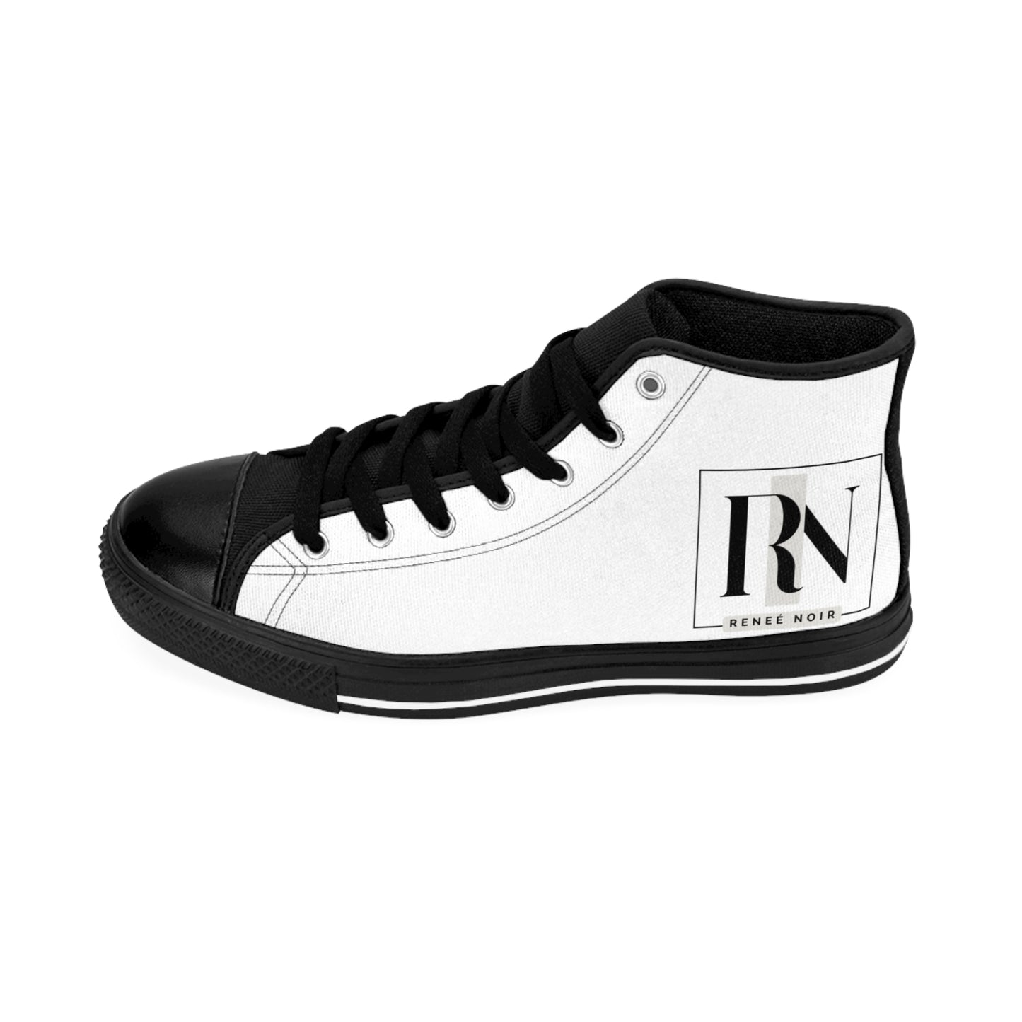 Classic High-Top Sneakers-UNISEX— Minimal Black & White-Renee Noir Original