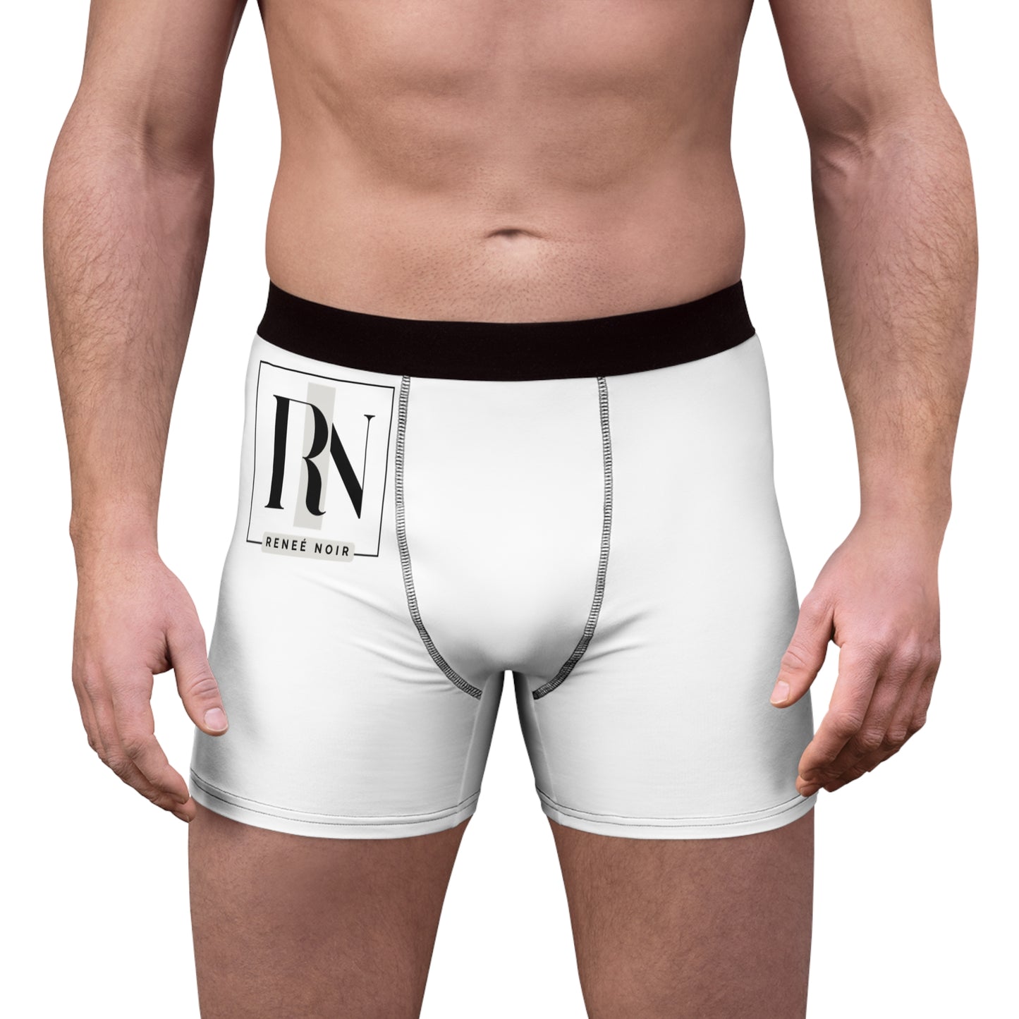 Renee Noir Original Men’s Boxer Briefs – White AOP Comfort Underwear