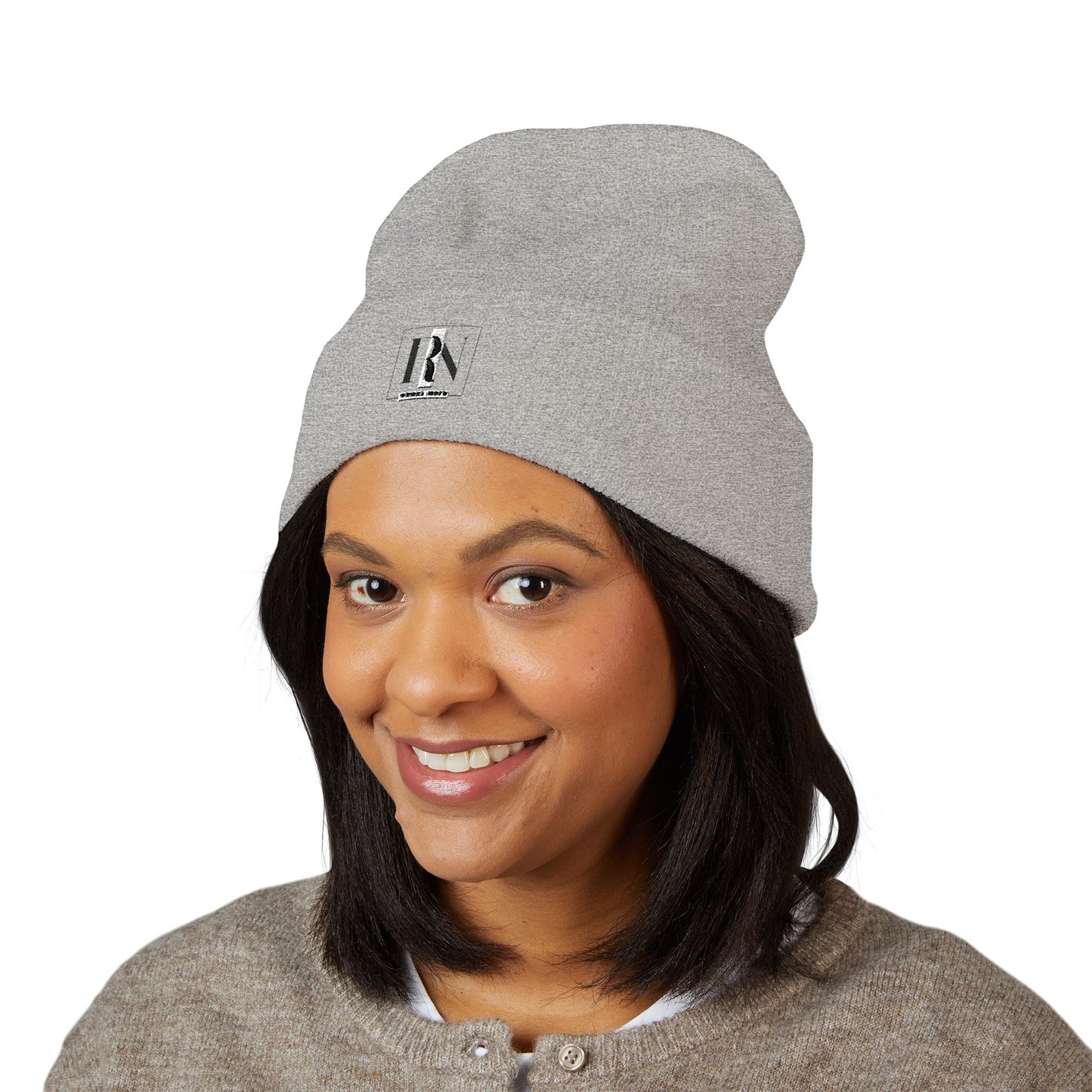 Embroidered 'IN' Classic Cuffed Beanie —Renee Noir-Hat