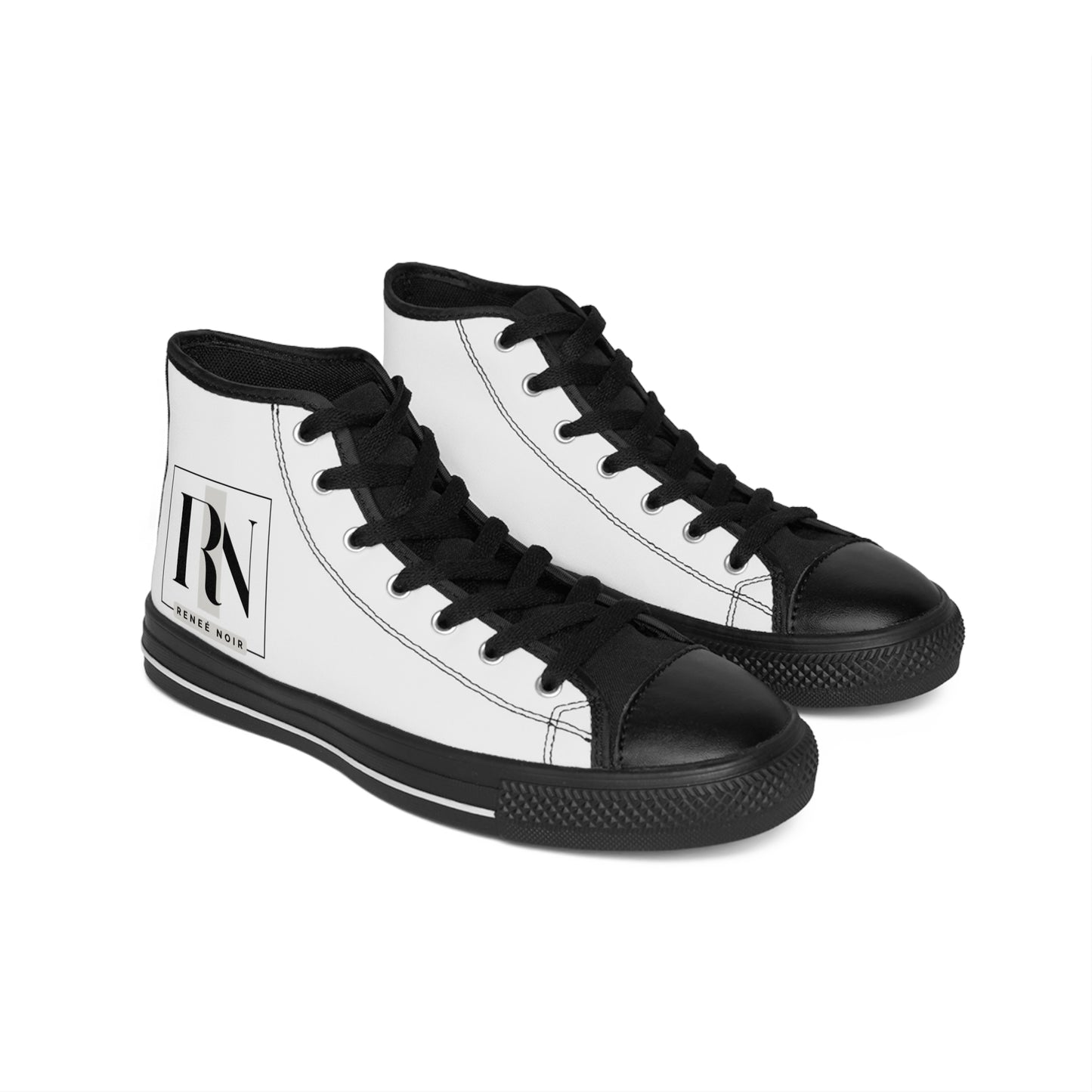 Classic High-Top Sneakers-UNISEX— Minimal Black & White-Renee Noir Original